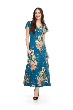 PD-16608 - FLORAL STRETCH WRAP LOOK MAXI DRESS - Colors: AS SHOWN - Available Sizes:XS-XXL - Catalog Page:26 